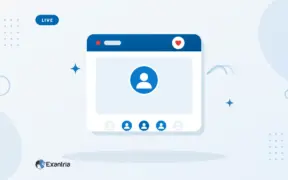 Flat illustration of a live broadcast window with a faceless creator on stage, a red live dot and a row of viewer avatars.
