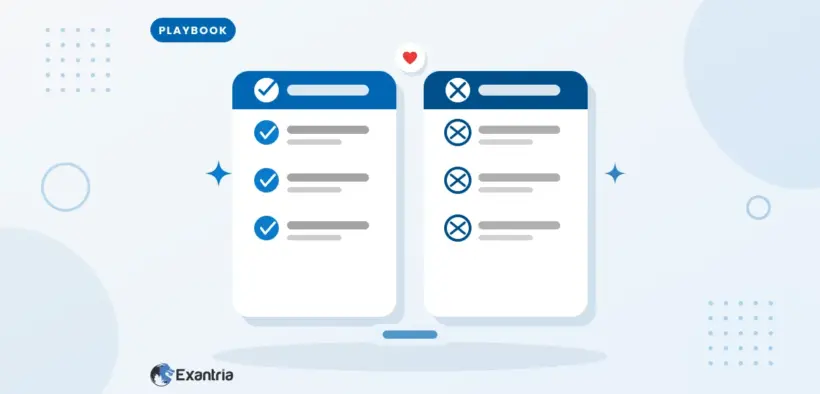 Flat illustration of two side-by-side panels, one with blue check marks for dos and one with dark cross marks for don'ts of influencer marketing.