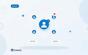 Flat illustration of a central faceless creator avatar linked to a ring of smaller audience avatars.