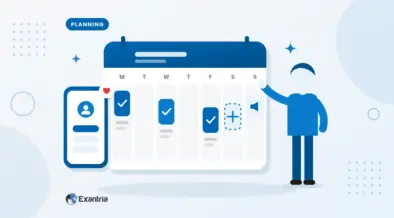 Creator planning a weekly posting calendar for eXantria