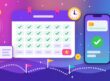 Illustration of a monthly calendar with green check marks and a star on the last day, next to a phone wallet app with a green check, an ID card with a padlock, a clock and milestone flags