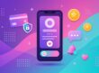Illustration of a phone with a creator profile, a secured payment card, coins and a chat bubble